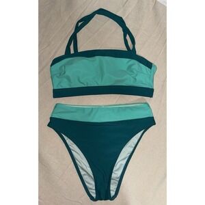 CUPSHE Women's Size M Top S Bottom Bikini Colorblock Swim Swimsuit 2 piece